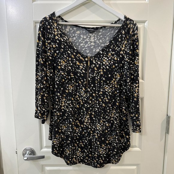 George Animal Print Polka Dot 3/4 Sleeve Top - Picture 2 of 5